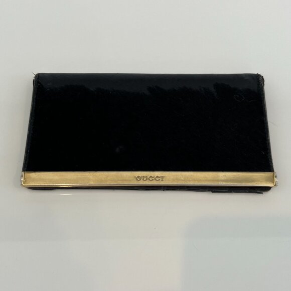 GUCCI VINTAGE BLACK CHECK BOOK & CARD HOLDER WALLET - Picture 1 of 14